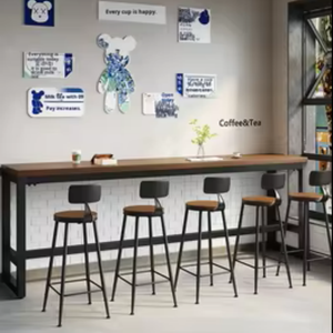 طاولة بار خشبية عتيقة الطراز للعائلة، طويلة للشرفة، تُثبت على الحائط، للنوافذ، تُصنع حسب الطلب، صناعة صينية - Product Image 2