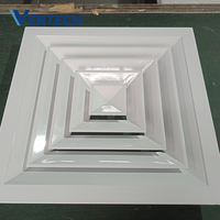 Diffuseur d'air de plafond Ventech de haute qualité pour CVC, grille d'aération, diffuseur d'air 4 voies