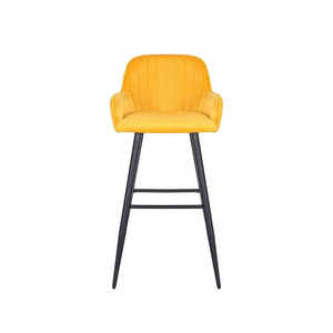 Partner-<span class=keywords><strong>taburete</strong></span> de Bar de terciopelo, patas de Metal, <span class=keywords><strong>encimera</strong></span> de <span class=keywords><strong>cocina</strong></span>, Taburetes de Bar de lujo con reposabrazos, color amarillo - Product Image 5
