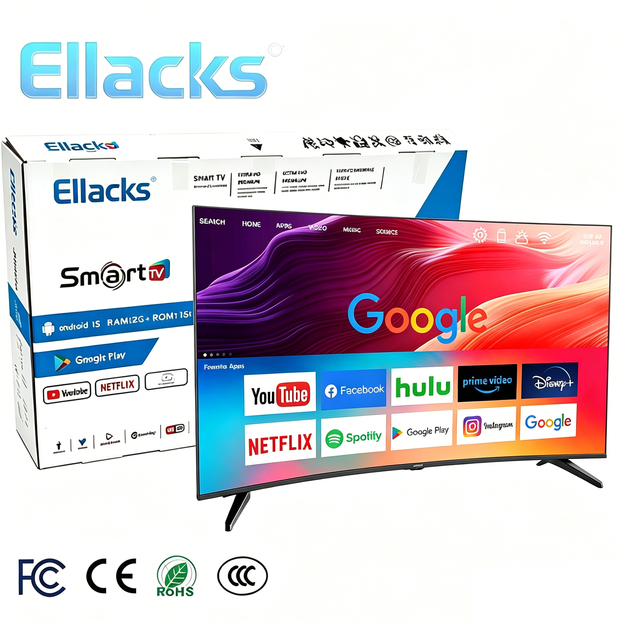 Factory Direct Ultra-thin Frameless 75 Inch Smart TV LED QLED UHD LCD Google TV Black USB Hotel TV