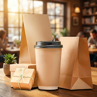 Custom Recyclable Paperboard Kraft Brown Paper Gift Bag with Flexiloop Handle for Bakery and Bread Packing