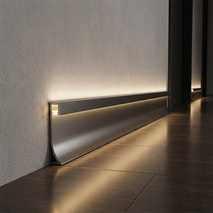 Profilé LED en aluminium pour <span class=keywords><strong>plinthe</strong></span>, bande lumineuse moderne noire et blanche, éclairage intérieur pour la décoration murale de la maison, hôtel, bar - Product Image 1