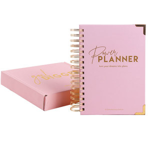 Free Sample Girls Gift Customized Gold Logo Pink 2022 Weekly Planner Printing With Gift Box