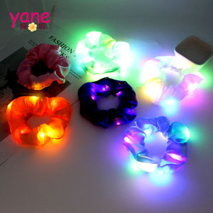 Yeni yaratıcı ipek saç Scrunchies ile LED özel renk saç elastik bant kadınlar - Product Image 1