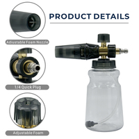 Canon à mousse professionnel Yihao en acier inoxydable pour lavage de voiture, débit de mousse réglable, applications de mousse légère et adhésive, 1000 ml