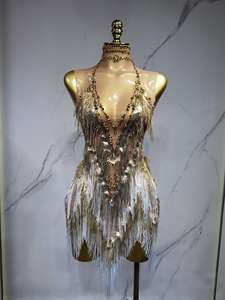 Costume de danse latine à franges dégradées Iris, robe de performance de talent, costume de performance de bal - Product Image 3