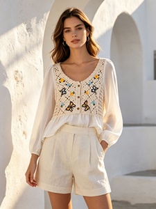Blus Rajut Boho Chic Berkelanjutan - Atasan Buatan Tangan Artisanal - Busana Musim Panas Butik - Product Image 1
