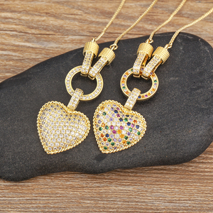 Qiku Hình Trái Tim Đầy Màu Sắc/Trắng Rhinestone Mặt Dây Chuyền Phụ Nữ Vòng Cổ Đồng Zircon Đồ Trang Sức Phụ Kiện Quà Tặng Bán Buôn Dropshipping - Product Image 4