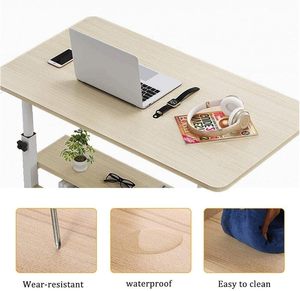 Modern Adjustable <b>Computer</b> <b>Desk</b> Top Wooden Mobile Wheels <b>Computer</b> <b>Desks</b> Laptop Stand Bedroom End Bed Table for Student Study - Product Image 3
