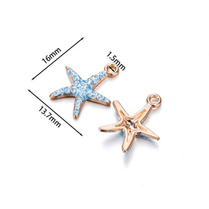 Breloques en forme d'étoile de mer en alliage de zinc multicolores 12 mm, accessoires de bijoux DIY pour bracelet, collier, boucles d'oreilles, porte-clés - Product Image 3