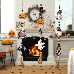 Guirlande de perles en bois d'Halloween avec décoration de citrouille, fantôme et gnome, décoration murale intérieure, décoration de fête faite à la main - Product Image 2