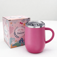 Gobelet isotherme à double paroi en acier inoxydable, forme d'œuf, design classique, mug thermique de Noël avec poignée, pour le camping