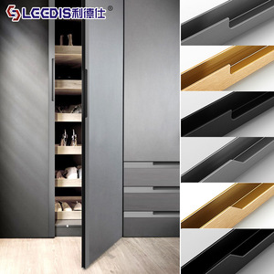 LCCDIS Wardrobe Door Handle Aluminum Alloy Lightning U Shaped Embedded Concealed Non Detachable Furniture Cabinet Hardware - Product Image 1