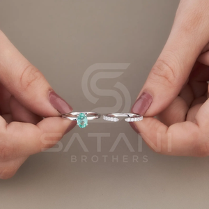 แหวนหมั้นเพชรโมอิสซาไนต์ทรงรี 1 กะรัต ชุดแหวนแต่งงานทองคำแท้ 14K ดีไซน์เรียบหรู สำหรับผู้หญิง ของขวัญสำหรับภรรยา - Product Image 2