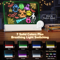 Tableau d'affichage lumineux LED en acrylique avec logo personnalisé, double panneau effaçable, bloc-notes avec support, luminosité à 5 niveaux