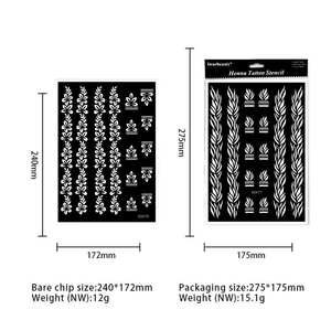 Vente en gros OEM Inde : Pochoirs de tatouages temporaires dessinés à la main, autocollants ajourés pour pieds, dos, poignets et tatouages de mariée - Product Image 2