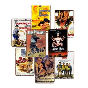 Cowboy John Wayne Vintage Shabby Chic Metal Tinplate Poster Movies Metal Iron Signs Retro Pub Bar Cinema Wall Decor 20x30cm
