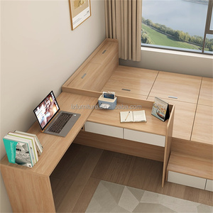 Cheap Studio Apartment Tatami Bedroom <b>Sets</b> Furniture Multifunctional Wooden Storage Bed <b>Desk</b> & Wardrobe for Compact Living Space - Product Image 1
