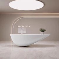 Funroad Comptoir en bois design moderne avec logo personnalisé Comptoir de réception Table blanche Comptoir de bureau