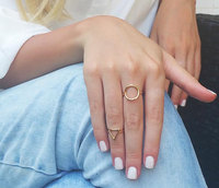 Bague EManco en acier inoxydable plaqué or de style classique, design géométrique minimaliste en cercle pour les fêtes, bijoux de mode