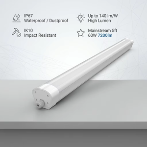 Luz LED Tri-Proof IP67 IK10 de 1.5m (5 pies) 60W SMD2835, hasta 140lm/W, mitad aluminio, mitad PC, conectable, para iluminación de almacenes y garajes. - Product Image 1