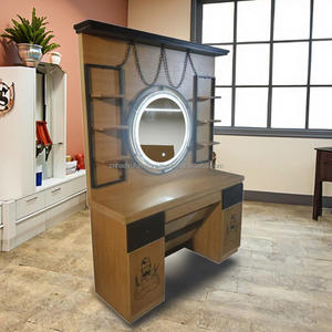 Miroir LED vintage Hao Yu BS66 pour salon de coiffure, station de barbier, contreplaqué durable, 110-240 volts, pour salon de barbier masculin - Product Image 4