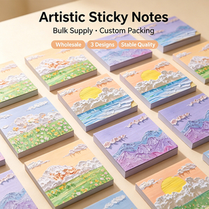 Notas Adhesivas Artísticas SK, Estilo Pintura al Óleo, Paisajes Coloridos, Blocs de Notas Autoadhesivos, 3 Diseños - Product Image 4
