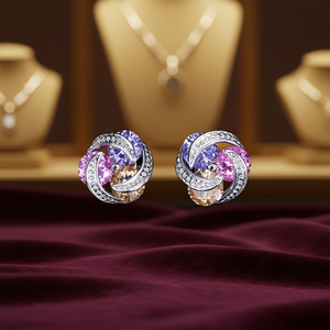 Orecchini a perno di lusso placcati in rodio con cristalli gialli per donna, gioielli da festa, orecchini in lega di zinco con cristalli incastonati a cerchio - Product Image 2