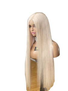 Perruque de luxe sans colle HD Full Lace Perruque 613 blonde cheveux humains vierges raides de bonne qualité pour femmes blanches - Product Image 6