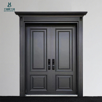 Portes d'entrée commerciales en aluminium coulé épaissi et surélevé, design colonne romaine, portes antivol sur mesure pour villa