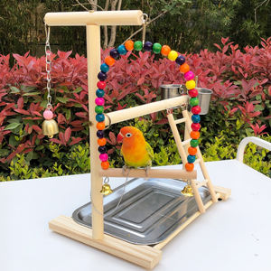 Vente Support de jeu pour perroquet avec balançoire et jouets à mâcher en bois durable pour oiseaux Station d'entraînement interactive pour inséparables et perruches - Product Image 2