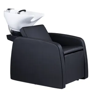 Moda 2024 Popular portátil negro salón champú sillas tazón champú silla cama con salón fregadero silla