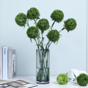 Green Carnation Pom Pom Artificial Flowers Plastic Natural Touch Home Decor Wedding Props - Product Image 2