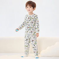 Ensemble de pyjama pour enfants à col rond et manches longues, 100% coton, imprimé sur le thème de l'espace, ensemble de vêtements de nuit pour garçons