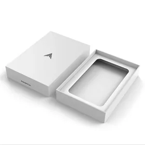 luxury rigid gift tuck top white box with elegant look lid-off box for smart device recycled cardboard paper packaging gift box