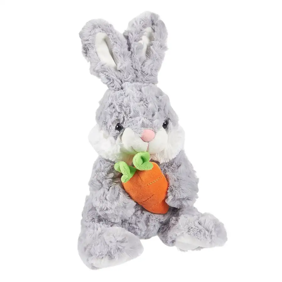 Conejo de peluche A135 para niños, juguete de conejo suave, Regalos de Pascua, peluches de zanahoria esponjosos grises