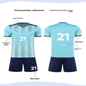 Custom Breathable Heat-Transfer Printed Polyester Soccer Jersey Short Sleeve Lightweight Mesh Quick-Drying Soccer <b>Fans</b> Jersey - Product Image 2