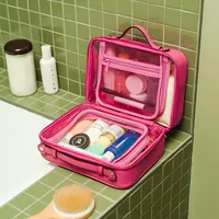 Étanche Transparent PVC sac de bain femmes maquillage étui voyage fermeture éclair maquillage beauté lavage organisateur toilette cosmétique boîte de rangement