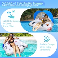 Bouée gonflable pour piscine avec auvent, en PVC, capacité 100-500 kg, chaise longue de piscine pour adultes avec porte-gobelets et accoudoirs