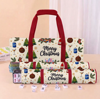 Ensemble de Mahjong de Noël Deluxe Moderne à Trois Couches en Acrylique et Cristal, Style Américain, 4 Joueurs, 160 Tuiles, Pliable, Durable, Écologique
