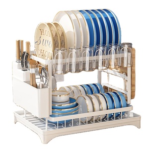 Support de cuisine multifonctionnel en plastique à deux niveaux <span class=keywords><strong>Filtre</strong></span> à <span class=keywords><strong>eau</strong></span> de comptoir pour évier, bol, baguettes, plateau de rangement - Product Image 1