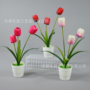 Artesanía Dongchen, Bonsái de Tulipán Artificial de 4.5x44cm, Flor de Seda, Decoración para el Hogar, Accesorios para Bodas - Product Image 3