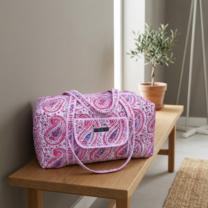 For Paisley Pattern Handmade Cotton Duffel Bag with Zipper Closure Lightweight & Large Capacity Travel <b>Weekender</b> Bag - Product Image 2