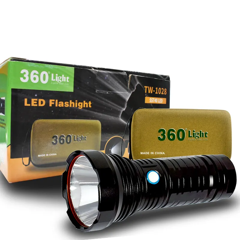 360 hafif taşınabilir açık acil aydınlatma siyah USB led şarj edilebilir el feneri tw-1028