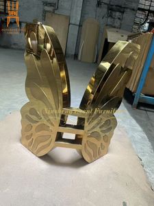 Modern Stainless Steel Golden Luxury Clear Glass Top <strong>Butterfly</strong> <strong>Dining</strong> Room Furniture <strong>Table</strong> for Wedding Event Rentals - Product Image 5