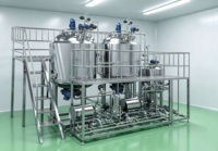 Système automatisé de mélange de liquides, cuve de mélange à double enveloppe, réservoir tampon pour produits finis pour ligne de jus et de boissons