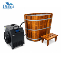 Baignoire de Plongeon Froide en Bois Premium avec Ensemble de Refroidissement Complet pour la Récupération Musculaire et le Bien-être à Domicile