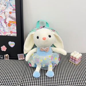 Commercio all'ingrosso di alta qualità animale 3D lungo orecchio coniglietto zaino scuola borsa in poliestere tessuto di peluche per bambini zaino - Product Image 2