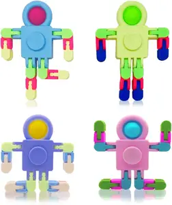 新款流行烦躁感官玩具可变形链流行机器人指尖玩具DIY儿童成人烦躁旋转器