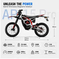 Expédition rapide depuis les États-Unis, moto électrique tout-terrain à grande vitesse 15000W, 72V 40AH, moto électrique tout-terrain pour adultes, AP-15 Pro, utilisation hors route